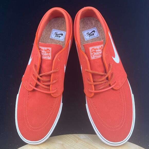 Nike Mens Zoom Stefan Janoski Orange White Suede Skate Shoes Sz 11.5 FD6757-800